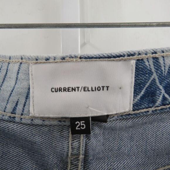 Anthro Current/Elliott Womens Size 25 Palm Print High Rise Denim Jean Shorts - Picture 8 of 14